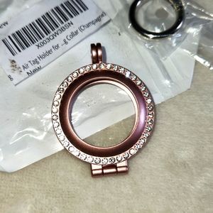 Air Tag Holder - Compatible with Apple - Champagne Colour with Clear Stones